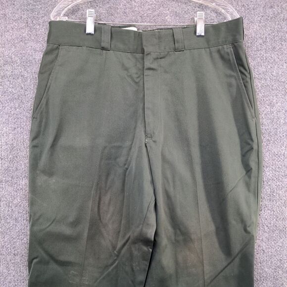Big Mac Men's Flat Front Straight Leg Chino Pants Green 36x29 Workwear - Picture 3 of 12